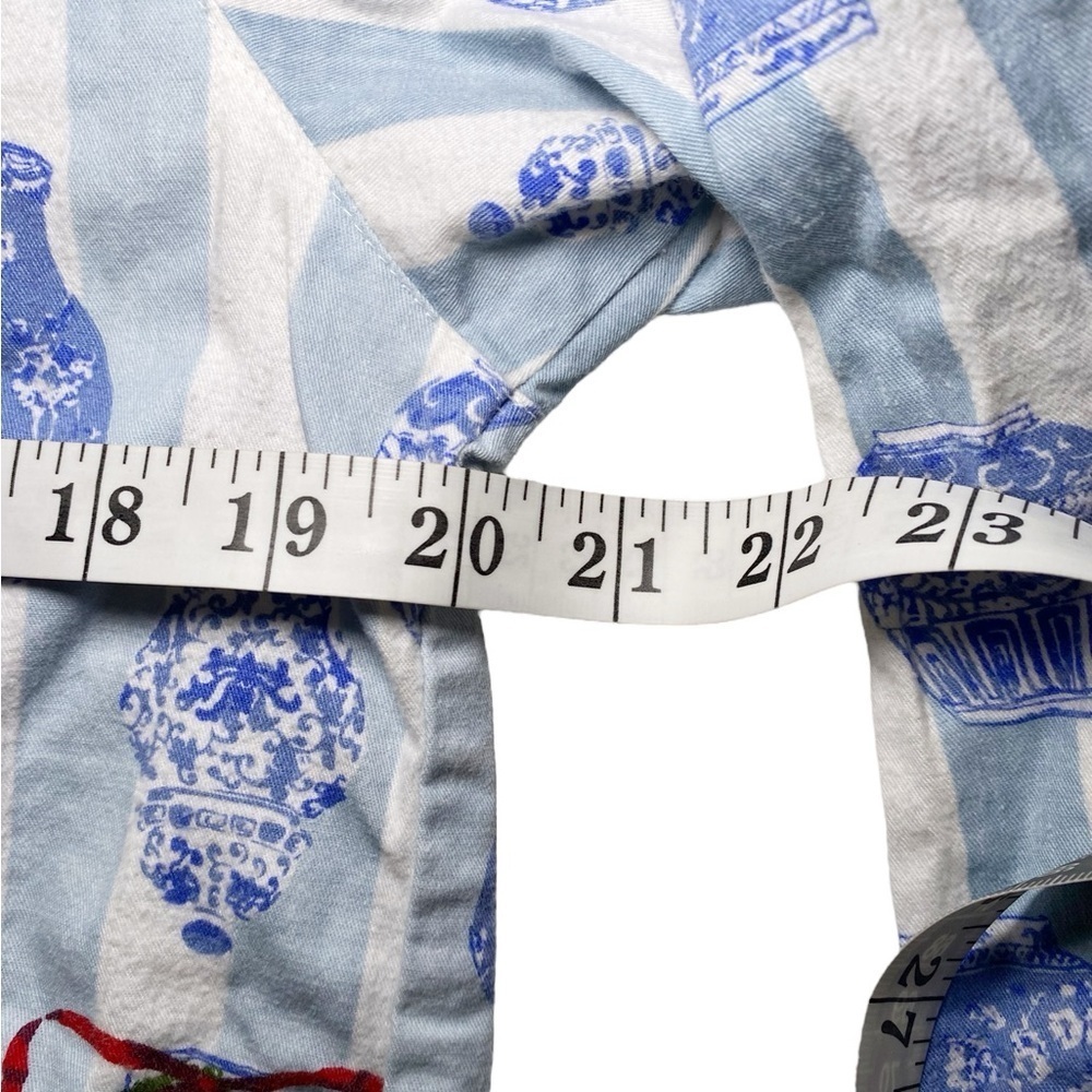 8 Oak Lane Blue and White Cotton Button Down Pajama Top - Picture 10 of 13